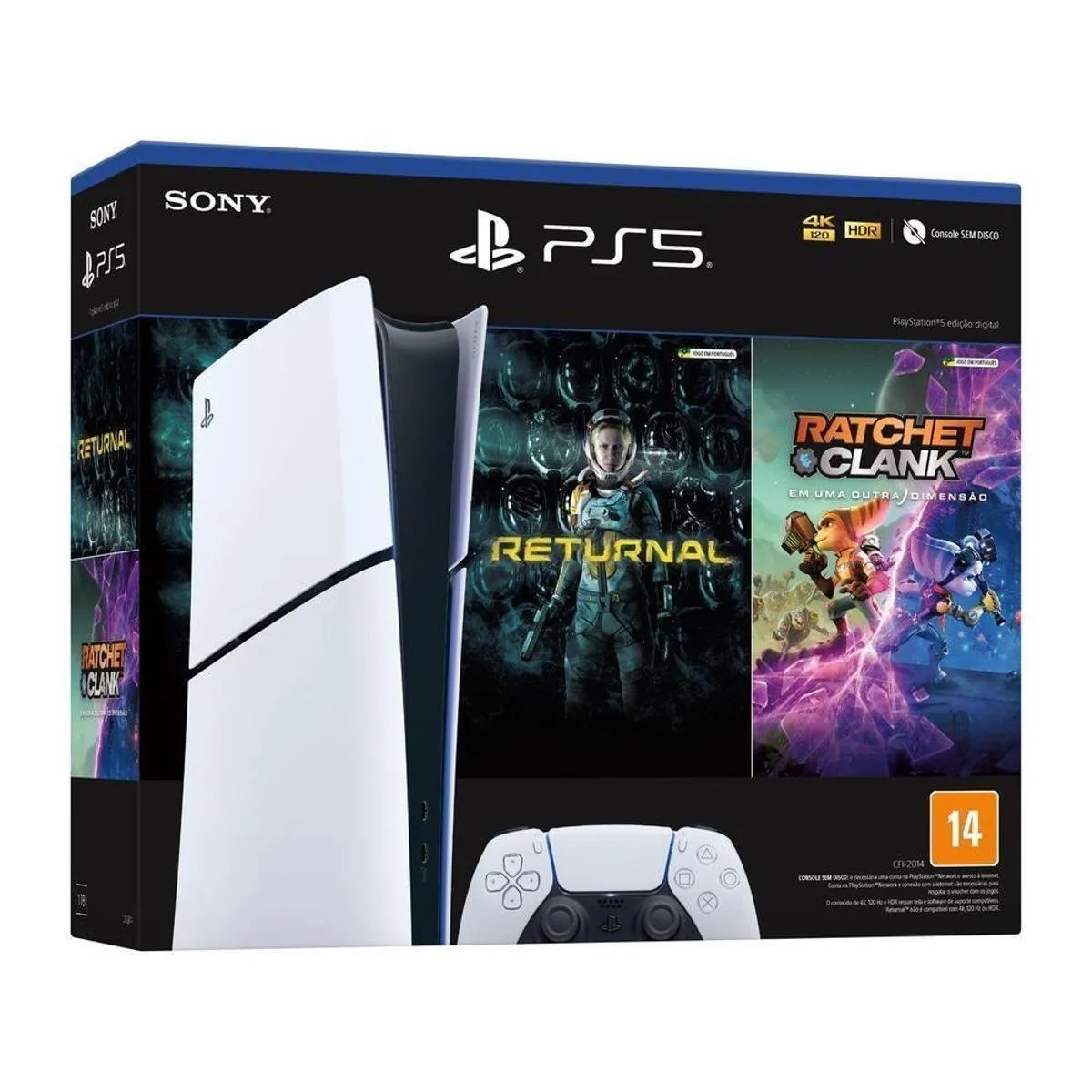 [1 Compra / App] Console Playstation 5 Slim Edio Digital, Ssd 1tb + Jogo Returnal + Ratchet &Amp; Clank Ps5